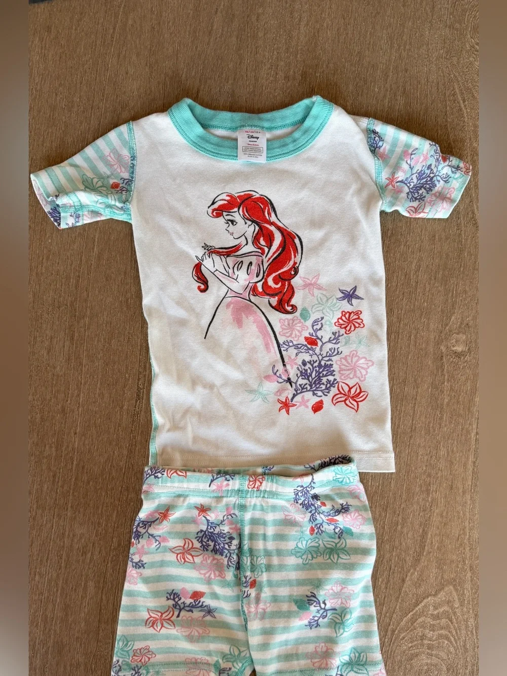 Hanna Andersson Little Mermaid Ariel Toddler Girl Shorts Pajama Set 4T